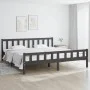 Gray solid wood double bed frame 180x200 cm by vidaXL, Beds and slatted bases - Ref: Foro24-810696, Price: 155,30 €, Discount: %