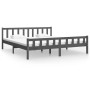 Gray solid wood double bed frame 180x200 cm by vidaXL, Beds and slatted bases - Ref: Foro24-810696, Price: 157,46 €, Discount: %