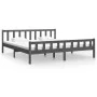 Gray solid wood double bed frame 180x200 cm by vidaXL, Beds and slatted bases - Ref: Foro24-810696, Price: 155,30 €, Discount: %