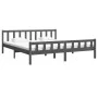 Gray solid wood double bed frame 180x200 cm by vidaXL, Beds and slatted bases - Ref: Foro24-810696, Price: 155,30 €, Discount: %
