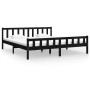 Black solid wood bed frame 200x200 cm by vidaXL, Beds and slatted bases - Ref: Foro24-810703, Price: 142,45 €, Discount: %