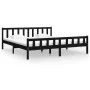 Black solid wood bed frame 200x200 cm by vidaXL, Beds and slatted bases - Ref: Foro24-810703, Price: 140,74 €, Discount: %