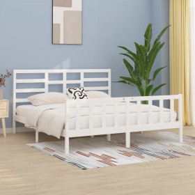 Estructura de cama madera maciza de pino blanco 200x200 cm de vidaXL, Camas y somieres - Ref: Foro24-3107634, Precio: 156,40 ...