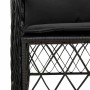 Set de comedor de jardín 7 pzas y cojines ratán sintético negro