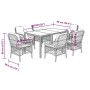 Set de comedor de jardín 7 pzas y cojines ratán sintético negro