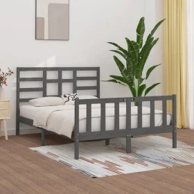 Gray solid wood bed frame King Size 150x200 cm by vidaXL, Beds and slatted bases - Ref: Foro24-3107620, Price: 159,70 €, Disc...