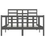 Estructura de cama madera maciza gris King Size 150x200 cm de vidaXL, Camas y somieres - Ref: Foro24-3107620, Precio: 152,80 ...