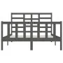 Gray solid wood bed frame King Size 150x200 cm by vidaXL, Beds and slatted bases - Ref: Foro24-3107620, Price: 150,95 €, Disc...