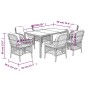 Set comedor jardín 7 pzas y cojines ratán sintético gris
