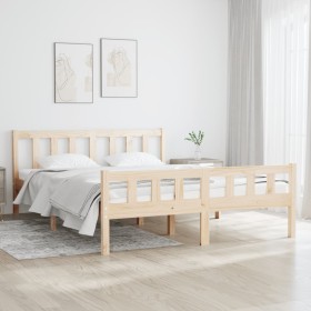 Estructura de cama madera maciza 120x190 cm