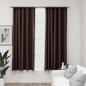 Cortinas opacas ganchos look de lino 2 pzs gris taupe 140x175cm Cortinas opacas ganchos look de lino 2 pzs gris taupe 140x175cm