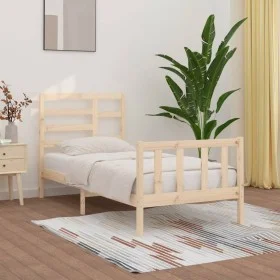 Solid pine wood bed frame 90x200 cm by vidaXL, Beds and slatted bases - Ref: Foro24-3107598, Price: 89,20 €, Discount: %