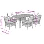 Set de comedor de jardín 7 pzas y cojines ratán sintético negro