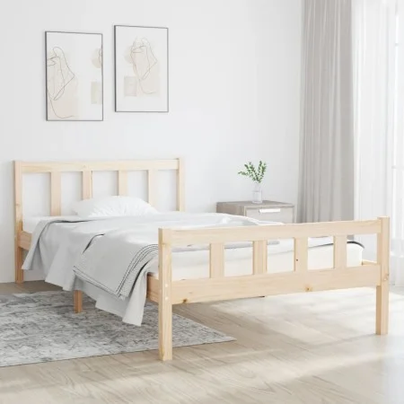 Estructura de cama madera maciza 100x200 cm de vidaXL, Camas y somieres - Ref: Foro24-810669, Precio: 81,24 €, Descuento: %