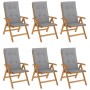 Reclining garden chairs and cushions 6 pcs solid teak wood by vidaXL, Garden chairs - Ref: Foro24-3196494, Price: 1,00 €, Dis...