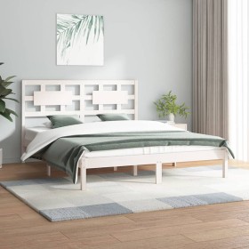 Estructura de cama madera maciza de pino blanca King 150x200 cm