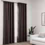 Cortinas opacas ganchos look de lino 2 pzs gris taupe 140x225cm