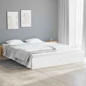 White solid wood bed frame 140x190 cm by vidaXL, Beds and slatted bases - Ref: Foro24-820083, Price: 111,59 €, Discount: %