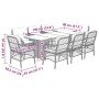 Set de comedor de jardín 9 pzas y cojines ratán sintético negro