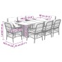 Set de comedor de jardín 9 pzas y cojines ratán sintético negro