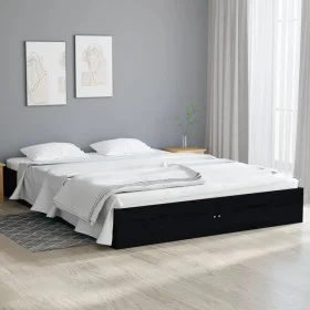 Schwarzer Massivholzbettrahmen 120x190 cm von vidaXL, Betten und Lattenroste - Ref: Foro24-820076, Preis: 107,17 €, Rabatt: %