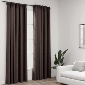 Cortinas opacas ganchos look de lino 2 pzs gris taupe140x245cm