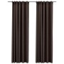 Cortinas opacas ganchos look de lino 2 pzs gris taupe140x245cm