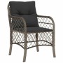 Set comedor jardín 9 pzas y cojines ratán sintético gris