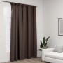 Cortina opaca con ganchos look de lino gris taupe 290x245 cm