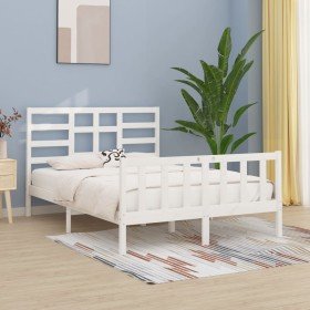 Estructura de cama madera maciza blanca King Size 150x200 cm