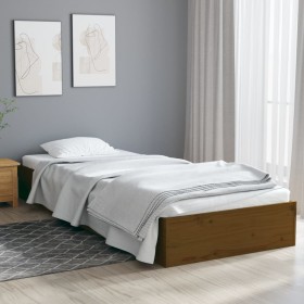 Estructura de cama individual madera maciza marrón