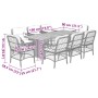 Set de comedor de jardín 9 pzas y cojines ratán sintético negro