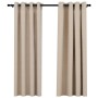 Cortinas opacas con ojales look de lino 2 pzas beige 140x175 cm