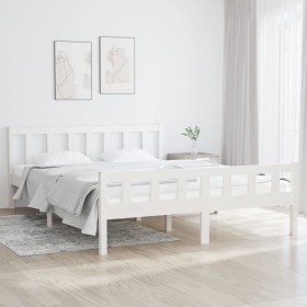 Estructura de cama madera maciza blanca King Size 150x200 cm de vidaXL, Camas y somieres - Ref: Foro24-810685, Precio: 149,12...