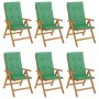 Liegende Gartenstühle und Kissen, 6 Stück, massives Teakholz von vidaXL, Gartenstühle - Ref: Foro24-3196498, Preis: 1,00 €, R...