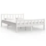 White solid wood bed frame King Size 150x200 cm by vidaXL, Beds and slatted bases - Ref: Foro24-810685, Price: 108,98 €, Disc...