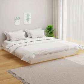 White solid wood bed frame 200x200 cm by vidaXL, Beds and slatted bases - Ref: Foro24-819928, Price: 163,19 €, Discount: %