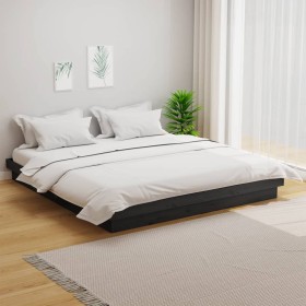 Estructura de cama de madera maciza gris 160x200 cm