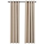 Cortinas opacas ojales look de lino 2 pzas beige 140x225 cm