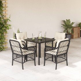 Set de muebles jardín 5 pzas con cojines ratán sintético negro Set de muebles jardín 5 pzas con cojines ratán sintético negro
