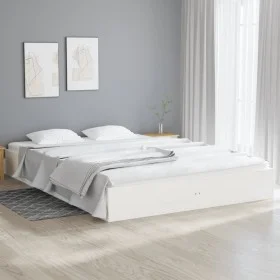 White solid wood bed frame King Size 150x200 cm by vidaXL, Beds and slatted bases - Ref: Foro24-820038, Price: 125,79 €, Disc...