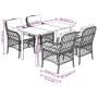 Set de muebles jardín 5 pzas con cojines ratán sintético negro