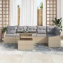 Conjunto de sofá de jardín con cojín 7 pcs beige y gris claro
