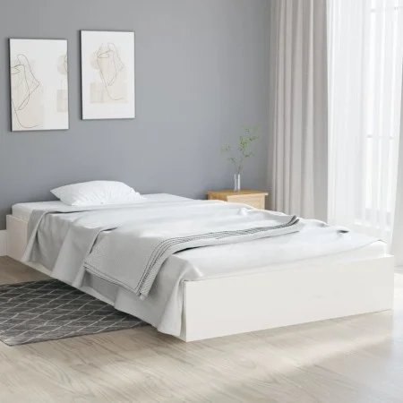Weißer Massivholzbettrahmen 90x200 cm von vidaXL, Betten und Lattenroste - Ref: Foro24-820058, Preis: 92,98 €, Rabatt: %