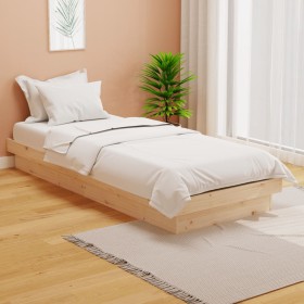 Bettgestell aus Massivholz 75x190 cm von vidaXL, Betten und Lattenroste - Ref: Foro24-819932, Preis: 102,69 €, Rabatt: %