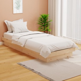 Estructura de cama madera maciza 75x190 cm