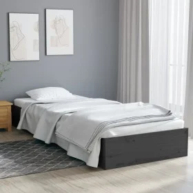 Gray solid wood single bed frame 75x190 cm by vidaXL, Beds and slatted bases - Ref: Foro24-820064, Price: 78,14 €, Discount: %