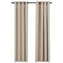 Cortinas opacas ojales look de lino 2 pzas beige 140x245 cm