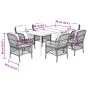 Set de comedor de jardín 7 pzas y cojines ratán sintético negro