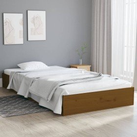 Estructura de cama madera maciza marrón miel 90x200 cm